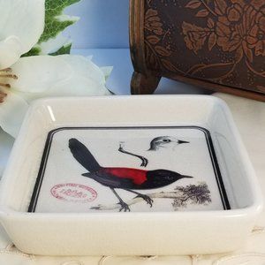 British Museum Ceramic Bird Candy Nut Mint Dish Jewelry Trinket Square Soap Tray